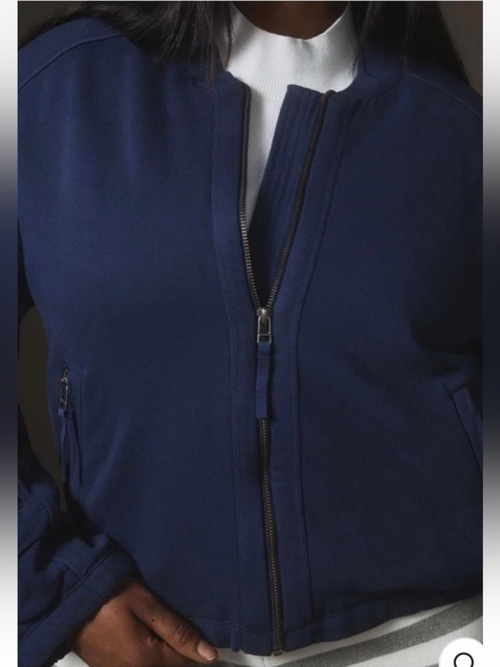 Anthropologie Pilcro Knit Bomber Jacket Women’s Size XS Navy Zip Front Casual - Picture 3 of 14